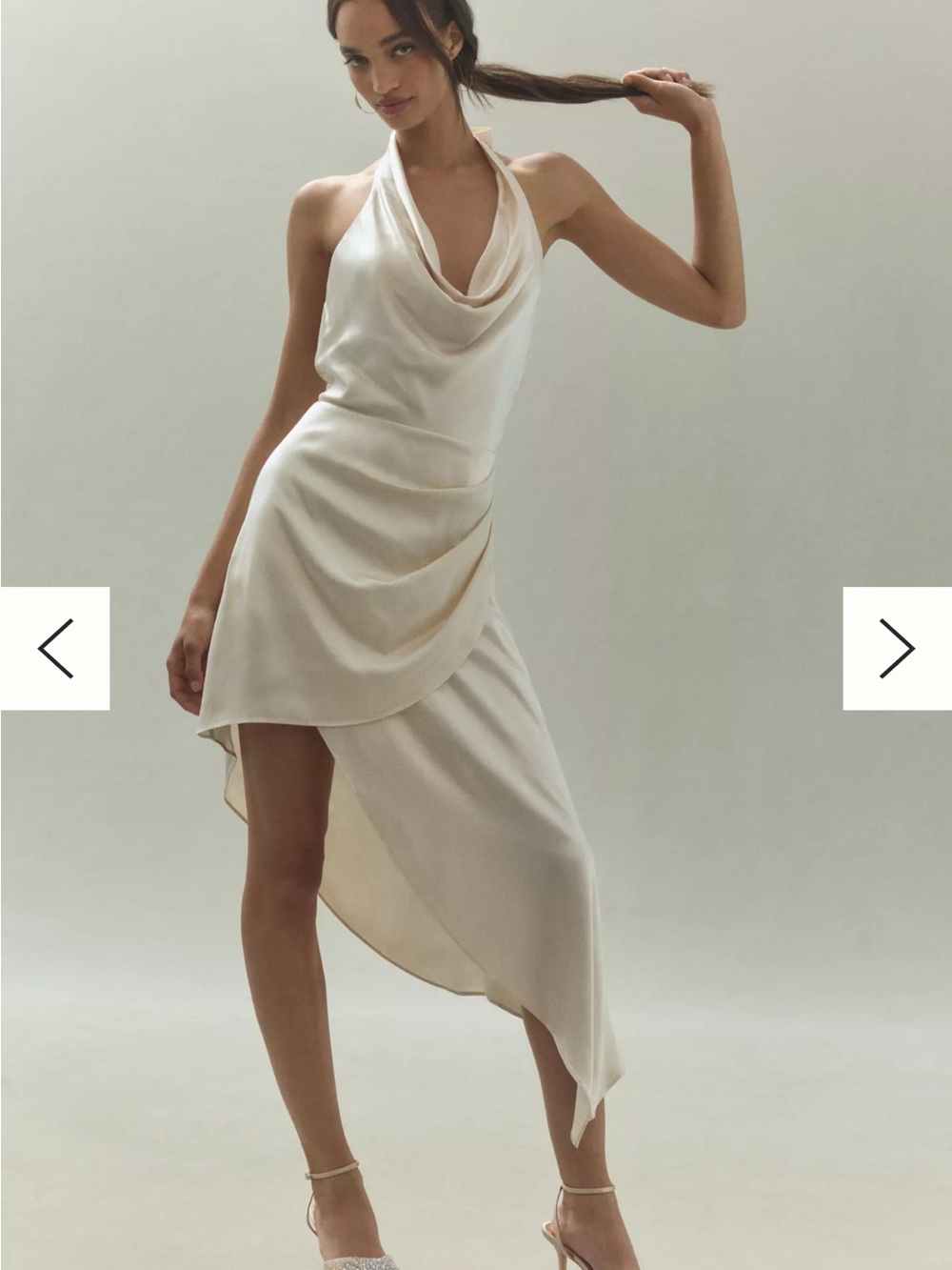 Anthropologie Endless Rose Asymmetrical Satin Halter Dress